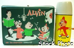 Alvin and the Chipmunks Vinyl Lunch Box w/ Thermos © 1963 King Seeley